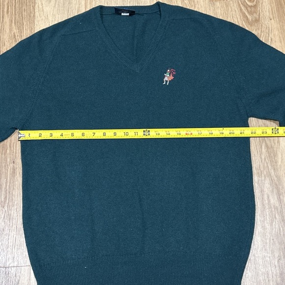 Men's Maban of Scotland 100% Pure Lambswool V Neck Sweater Green Medium - Picture 5 of 10